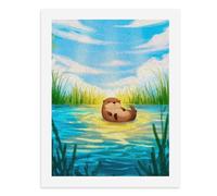 Paint by Numbers A Cute Otter Floating in Water with Grass Around ItHere's Your Sentence Translated to English A Cute Otter Floating in Water Surrounded by Greenery Digital Painting Kit for Adults