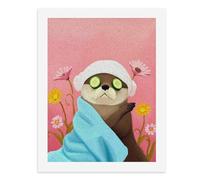 Paint by Numbers A Cute Otter Wrapped in A Blue Towel with Cucumbers on Its Eyes Digital Painting Kit for Adults Create Your Own Magical Scene Art Supplies Unframed 40x50CM