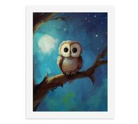 Paint by Numbers A Cute Owl Perched on A Branch Under Starry Skies Digital Painting Kit for Adults Create Your Own Magical Scene Art Supplies Unframed 40x50CM