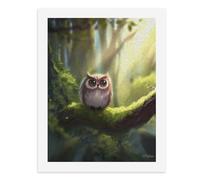 Paint by Numbers A Cute Owl Perched on A Mossy Branch in A Serene Forest Digital Painting Kit for Adults Create Your Own Magical Scene Art Supplies Unframed 40x50CM