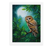 Paint by Numbers A Cute Owl Perched on A Tree Branch Under A Full Moon-1 Digital Painting Kit for Adults Create Your Own Magical Scene Art Supplies Unframed 40x50CM