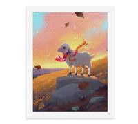 Paint by Numbers A Cute Sheep with A Colorful Scarf Standing on A Rock in an Autumn Landscape Digital Painting Kit for Adults Create Your Own Magical Scene Art Supplies Unframed 40x50CM