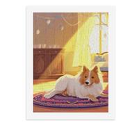 Paint by Numbers A Cute Shetland Sheepdog Lies on an Ornate Rug in Front of A Window Digital Painting Kit for Adults Create Your Own Magical Scene Art Supplies Unframed 40x50CM