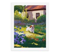 Paint by Numbers A Cute Shih Tzu Dog in Front of Colorful Flowers Digital Painting Kit for Adults Create Your Own Magical Scene Art Supplies Unframed 40x50CM