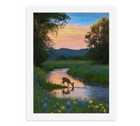 Paint by Numbers A Deer Drinking Water by A Stream at Sunset Digital Painting Kit for Adults Create Your Own Magical Scene Art Supplies Unframed 40x50CM