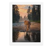 Paint by Numbers A Fawn Drinking Water by The Stream at Sunset Digital Painting Kit for Adults Create Your Own Magical Scene Art Supplies Unframed 40x50CM