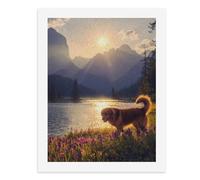 Paint by Numbers A Golden Retriever by The Lake Under The Sunset Digital Painting Kit for Adults Create Your Own Magical Scene Art Supplies Unframed 40x50CM