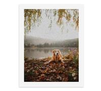 Paint by Numbers A Golden Retriever Lying by The Lake with Autumn Leaves Around Digital Painting Kit for Adults Create Your Own Magical Scene Art Supplies Unframed 40x50CM