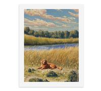 Paint by Numbers A Golden Retriever Lying in The Grass Near The Water Digital Painting Kit for Adults Create Your Own Magical Scene Art Supplies Unframed 40x50CM
