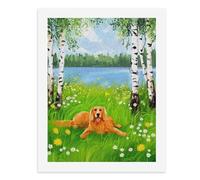 Paint by Numbers A Golden Retriever Lying on The Grass by The Lake Digital Painting Kit for Adults Create Your Own Magical Scene Art Supplies Unframed 40x50CM