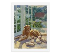 Paint by Numbers A Golden Retriever Lying with Its Puppies Near The Window Digital Painting Kit for Adults Create Your Own Magical Scene Art Supplies Unframed 40x50CM