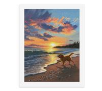Paint by Numbers A Golden Retriever Playing on The Beach During Sunset Digital Painting Kit for Adults Create Your Own Magical Scene Art Supplies Unframed 40x50CM