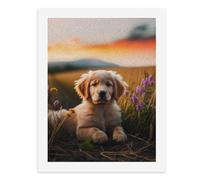 Paint by Numbers A Golden Retriever Puppy Lying in The Flowers at Sunset Digital Painting Kit for Adults Create Your Own Magical Scene Art Supplies Unframed 40x50CM