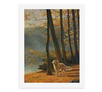 Paint by Numbers A Golden Retriever Stands by The Lake in Autumn Woods Digital Painting Kit for Adults Create Your Own Magical Scene Art Supplies Unframed 40x50CM