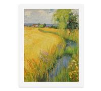 Paint by Numbers A Golden Wheat Field Beside A Stream with Willow Trees Digital Painting Kit for Adults Create Your Own Magical Scene Art Supplies Unframed 40x50CM