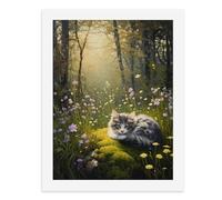 Paint by Numbers A Kitten Nestled in The Flowers in The Forest Digital Painting Kit for Adults Create Your Own Magical Scene Art Supplies Unframed 40x50CM