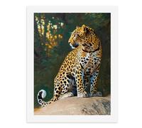 Paint by Numbers A Majestic Leopard Perched on A Rock in A Lush Forest Digital Painting Kit for Adults Create Your Own Magical Scene Art Supplies Unframed 40x50CM