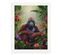Paint by Numbers A Majestic Orangutan Surrounded by Vibrant Flowers in A Lush Jungle Digital Painting Kit for Adults Create Your Own Magical Scene Art Supplies Unframed 40x50CM