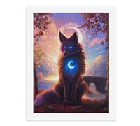 Paint by Numbers A Mystical Fox with Glowing Crescent Moons on Its Chest Sits Amidst an Autumnal Forest Digital Painting Kit for Adults Create Your Own Magical Scene Art Supplies Unframed 40x50CM