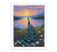 Paint by Numbers A Peacock by The Lake Under A Colorful Sunset Digital Painting Kit for Adults Create Your Own Magical Scene Art Supplies Unframed 40x50CM