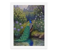 Paint by Numbers A Peacock in A Floral and Mountainous Setting by The Water Digital Painting Kit for Adults Create Your Own Magical Scene Art Supplies Unframed 40x50CM