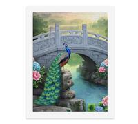 Paint by Numbers A Peacock Stands Beside The Stone Bridge Digital Painting Kit for Adults Create Your Own Magical Scene Art Supplies Unframed 40x50CM
