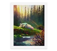 Paint by Numbers A Rainbow Bear Resting in A Forest by The Stream Digital Painting Kit for Adults Create Your Own Magical Scene Art Supplies Unframed 40x50CM