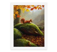 Paint by Numbers A Red Squirrel on Mossy Rock in Autumn Scene Digital Painting Kit for Adults Create Your Own Magical Scene Art Supplies Unframed 40x50CM