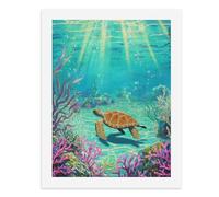 Paint by Numbers A Sea Turtle Swimming in A Colorful Underwater World Digital Painting Kit for Adults Create Your Own Magical Scene Art Supplies Unframed 40x50CM