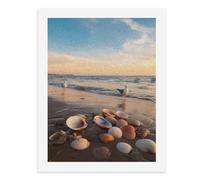 Paint by Numbers A Serene Beach Scene with Seagulls Shells on Wet Sand Digital Painting Kit for Adults Create Your Own Magical Scene Art Supplies Unframed 40x50CM