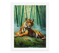 Paint by Numbers A Tiger Lying in The Bamboo Forest Digital Painting Kit for Adults Create Your Own Magical Scene Art Supplies Unframed 40x50CM