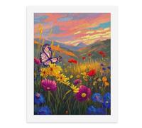 Paint by Numbers A Vibrant Butterfly Amidst Colorful Flowers Under A Scenic Sky Digital Painting Kit for Adults Create Your Own Magical Scene Art Supplies Unframed 40x50CM
