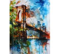 Paint by Numbers Abstract Bridge Painting by Numbers for Adults with Frame, Paint by Number for Children Beginners, DIY Acrylic Pigment Drawing Paintwork Arts and Crafts for Room Decor 60x80cm J8-674