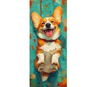 Paint by Numbers Adult Cute 25 x 75 cm DIY Craft Set Adult Beginners Painting by Numbers Large XXL Welsh Corgi Hand Painted Oil Painting Kit, Hobbies Women Gifts Decor Home Decor, (No Frame) P0M-120