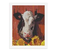 Paint by Numbers Adult DIY Digital Painting Kit - Create Your Own Beautiful Cow Artwork with Sunflowers on Canvas for Relaxation and Stress Relief Unframed 40x50CM