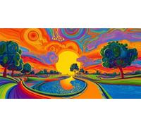 Paint by Numbers Adults Colorful Painting by Numbers for Adults Landscape 8x16inch, DIY Color Oil Paintings Beginners Kit mit 3 Paintbrushes and Acrylic Paints, Home Room Wall Decor Gifts,-fu479u