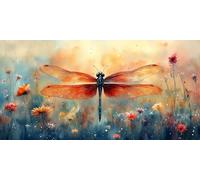 Paint by Numbers Adults Flower Painting by Numbers for Adults Dragonfly 20x40inch, DIY Color Oil Paintings Beginners Kit mit 3 Paintbrushes and Acrylic Paints, Home Room Wall Decor Gifts,-fu397u