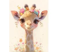 Paint by Numbers Adults Giraffe, Flower Paint by Numbers Kits on Canvas 60X80CM with 3 Paintbrushes and Acrylic Pigment, DIY Oil Paintings Art Crafts Kits for Wall Decor, Gifts for Women, Model 992