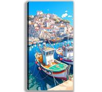 Paint by Numbers Adults Landscape Painting by Numbers for Adults Small Town 32x64inch, DIY Color Oil Paintings Beginners Kit mit 3 Paintbrushes and Acrylic Paints, Home Room Wall Decor Gifts,-fu653u