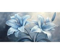 Paint by Numbers Adults Lily XXL 40 x 20 cm, Large Paint by Numbers for Adults Beginners White, DIY Canvas Painting by Numbers Craft Kits for Adults, Hobbies for Women Gifts Decor, Frameless -T743