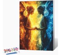 Paint by Numbers Angel, Painting by Numbers for Adults Abstract, DIY Hand Painted Oil Painting Kit with 3 - Brushes and Acrylic Paint, Canvas Kits for Gifts Decor, Without Frame 16x24 inch -WX251051