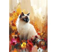 Paint by Numbers Animal Cat Painting by Numbers for Adults, DIY Craft Art Paintings Kit, with 3- Paint Brushes e Acrylic Pigment, Hobbies for Adults Women, Christmas Decorations 20x30cm s0ji-333
