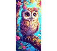Paint by Numbers Animal Owl, Paint by Numbers for Adults Beginners Kits, Large DIY Canvas Oil Painting Kit for Kids, With 3- Brushes and Acrylic Pigment,Home Decor Gifts Kits (Frameless) 40x80cm L-889
