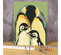 Paint by Numbers, Animal Paint by Numbers Kits for Adults Kids Beginners 19.9x25.5 cm, Adults Paint by Numbers Penguin, with Paintbrushes Paint by Numbers for Home Wall Decor (Without Frame) GH-1185