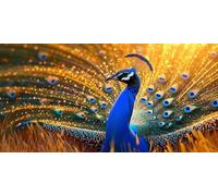 Paint by Numbers Animal Peacock, Paint by Numbers for Adults Beginners Kits, Large DIY Canvas Oil Painting Kit for Kids, With 3- Brushes and Acrylic Pigment, Home Decor Gifts (Frameless) 25x50cm L-332