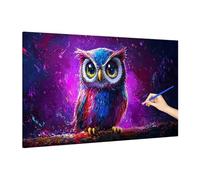 Paint by Numbers Animals, 140x60cm Large Paint by Numbers for Adults Owl Canvas Without Frame, DIY Arts and Crafts for Beginners, Color Oil Painting Paints on Canvas for Hobbies for Adults Women R-76