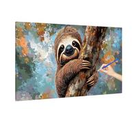 Paint by Numbers Animals, 160x70cm Paint by Numbers for Adults Sloths Canvas Without Frame, DIY Arts and Crafts for Beginners, Color Oil Painting Paints on Canvas for Hobbies for Adults Women F-39