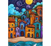 Paint by Numbers Architecture Color Paint by Numbers for Adults, DIY Color Oil Painting Acrylic Paints Wrinkle Free Canvas Kit Beginner, Room Decor, Gifts for Women (Without Framed) 18x24in RZ8-438