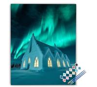 Paint by Numbers Architecture Paint by Numbers Kits for Adult Aurora, DIY Canvas Oil Painting Kit for Kids or Beginner with Painting Brushes Acrylic, for Home Decor Gifts 50x70cm Without Frame uk2-352
