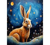 Paint by Numbers,Art Set for Adults,Calm Hare Looks at The Stars,Palette Play:Unleash Your Inner Artist,40x50cm,Without Frame